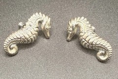 Vintage Sterling Silver Detailed Seahorse Screw Back Earrings