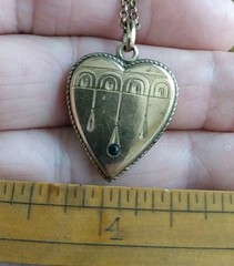 antique Edwardian Gold Filled heart Shaped Pendant & 18 Inch Gold Filled Chain