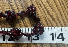 Vintage Garnet Beaded Necklace Burgundy Bohemian Cluster 27″ 77GR Estate