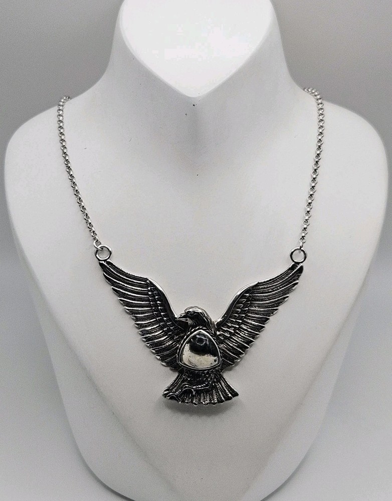 Chapel Zenray NF Sterling Silver Buffalo Stone Eagle Chain Necklace 21″