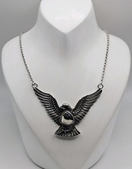 Chapel Zenray NF Sterling Silver Buffalo Stone Eagle Chain Necklace 21″