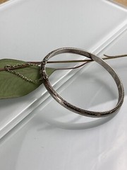Vtg Sterling 925 Solid Silver Hinged Bangle 6.75″ Bracelet 5.2mm Signed TOB 6.8g
