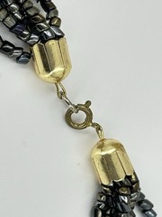 Black Hematite Seed Bead Multistrand Necklace 24 Inch