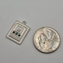 Modern 1/10 10K WGF White Gold Filled GM General Motors Green Stone Medal Charm