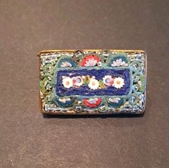 Antique Victorian Micromosaic Brooch Made In Italy Micromosaic Rectangle Brooch