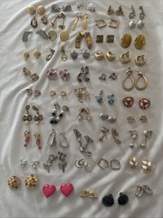 Lot Of 50 Clip On Earrings, Lisner Butterfly, Trifari And Other Brands