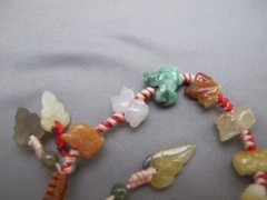 Fine CHINESE Carved Stone ZODIAC ANIMALS Bead CORD BRACELET-6 3/4 Inches