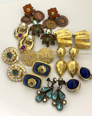 Vintage Jewelry Lot Signed Earrings Panetta Trifari Blanca Anne Klein GAS Bijoux