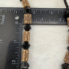 Vintage Beaded Necklace Black Glass 19”