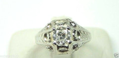Antique Art Deco Engagement Belais 18K White Gold EGL USA Ring Size 4.25