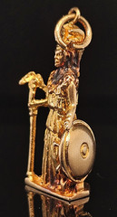 18K Gold ATHENA GODDESS Charm Pendant Ancient Greek Mythology Aegis Owl