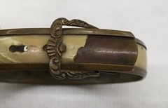 Vintage Solid Copper/Brass & Inlaid Mother of Pearl Shell Bangle Bracelet