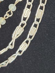 Vtg Art Deco Paper Clip Necklace 3 Strand Long Silver Layered Necklace Beauty