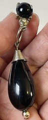 Vtg 60s Chunky Dangling Earrings Black Geometric Silver Toned Hook