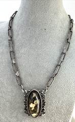 Brutalist Modernist Romantic goth 1960s glitter confetti lucite Necklace Jewelry