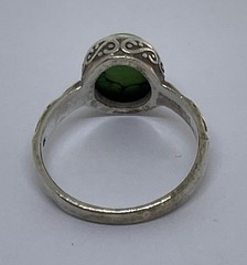 YS India 925 Vintage Ring W/Green Stone, Size 7