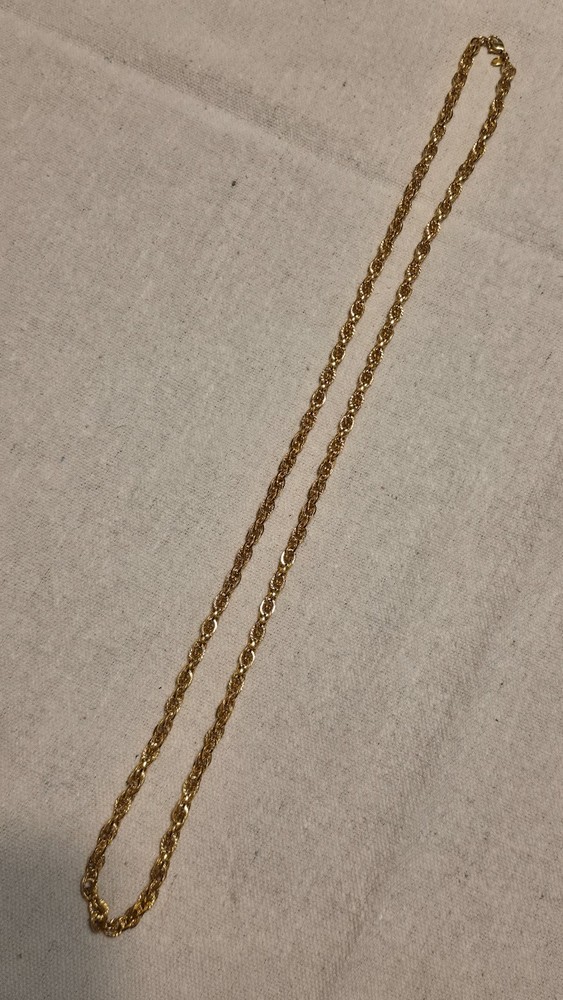Vintage Monet Textured Chain Link Necklace Gold Tone 29in Signed
