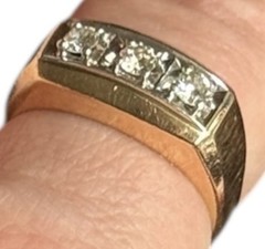 Vintage 14k Diamond Ring. Size 12. Weight is 9.6 Grams. 3- Round Cut .50 TCW.