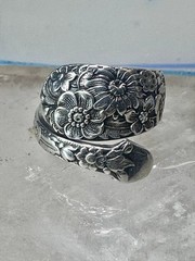 Floral Spoon ring flowers band size 5.50 sterling silver women girls 