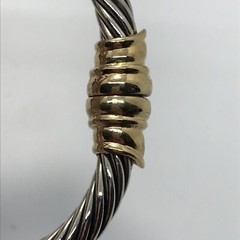Vintage 2 Tone Twisted Cable Renasissance Quartz White Face Bracelet Watch