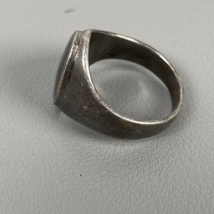 Vintage Sterling Silver Mens Statement Ring W/ Black Onyx Oval Stone Size 11.25