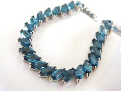 Sterling Silver 925 Natural Heated London Blue Topaz Tennis Bracelet 7.5″