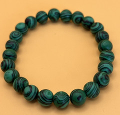 Green Malachite Stone Round Bead Stretch Bracelet Gemstone