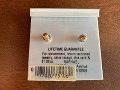 Vintage Raphael Black/White/Gold tone Enamel Pierced Earrings 14 kt Posts