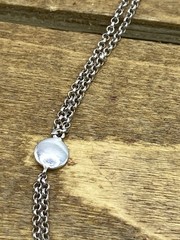 Vintage Dual Rolo Link 950 Sterling Silver Stationed Necklace 19”