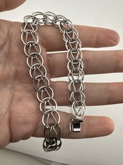Vintage Sterling Silver Charm Bracelet 10mm Wide Unique Etched Link Starter 925
