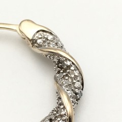 Vintage ROSS SIMONS 2 Tone Sterling Silver Diamond Hoop Earrings 925 9g #66