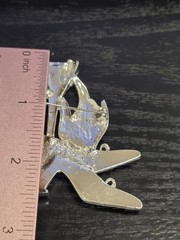 Vintage 80s Silver Tone Cocktail Party Brooch | High Heels, Wine Glasses Grapes