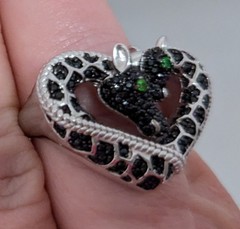 JTV Sterling Silver 925 Black Spinel Chrome Diopside GIRAFFE critter ring
