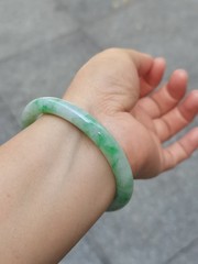 MADE IN-HOUSE TYPE A Untreated Burmese Jadeite Jade Pastel GREEN Bangle (55.8mm)