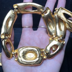Vintage Georgiou Signed Necklace 16”inches & Clip On Earrings Very Good Shape
