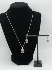 Vintage Liz Claiborne Pendant & Earrings Set Signed LCI Added No Brand Chain EUC
