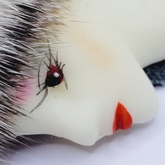 Art Deco Woman with Fancy Hat Resin Lady Face Hand Painted Vintage Brooch Pin