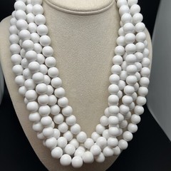 Vintage 5 Strand White Lucite Beaded Adjustable 21”-23” Necklace (B6)