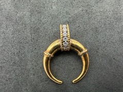 3.46g Vintage Sterling Silver 925 Crescent Horn Pendant Gold Tone Sparkling M