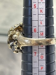 Vintage Brutalist Sterling Silver Gold Plated Statement Ring Sz 6.5 Modernist