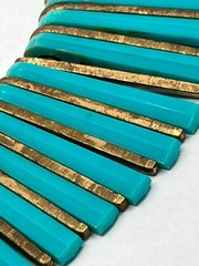 Vintage Egyptian Revival Necklace Robin Egg Blue Plastic Cleopatra Statement Bib