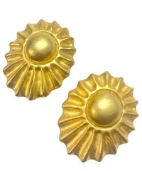 Vintage HERMÈS Soleil Sunburst Gold Plated Earrings. Bijouterie Fantaisie