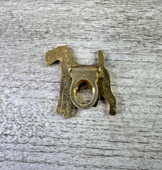 Vintage Unbranded Small Brass Fox Terrier Scarf Clip 1”X 1”