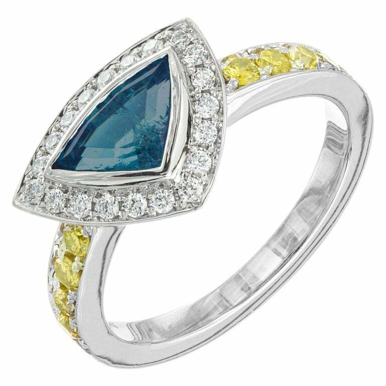 Peter Suchy GIA Certified .78 Carat Paraiba Tourmaline Diamond Platinum Ring