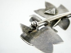 Designer OV Sterling Silver Ivy Vine Leaves Brooch Pin 925 16.5g 3.25 Inches