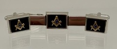 Vintage Anson Freemason Masonic Cufflinks Tie Bar Set Black Enamel Original Box