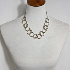 Talbots Two-Tone Links Necklace Gold & Silver Interlocking Circles