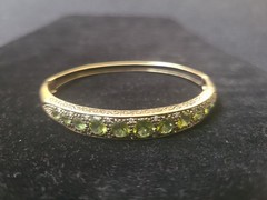 Lovely 9KT Solid Yellow Gold with Peridot Bangle Bracelet – English