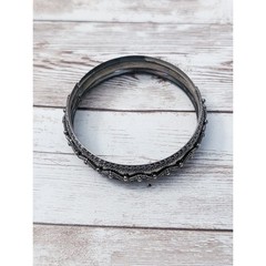Vintage Bracelet / Bangle – Dark Silver Tone Ornate 7.25″