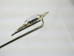 Antique Belais Art Deco 18k and 10k Gold Aquamarine Stick Pin 1.2g 2 5/8 Inches